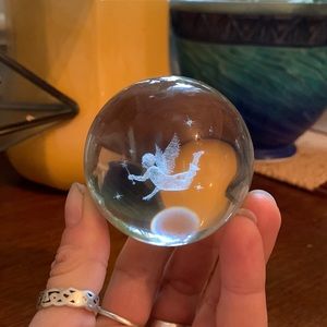 Laser etched glass orb with faerie decor